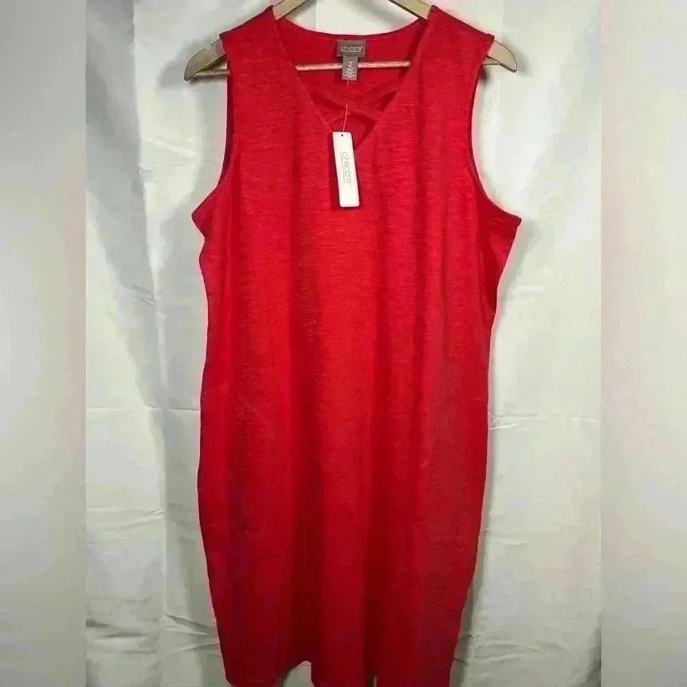 Chico's Sleeveless Cotton Dress. Brand New With Tags! Size 2 (aka L)